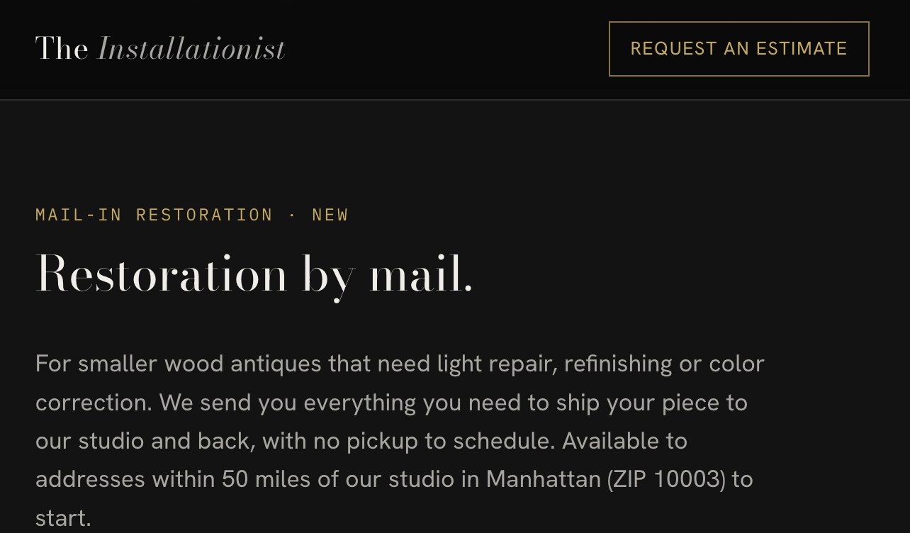 The Installationist website homepage