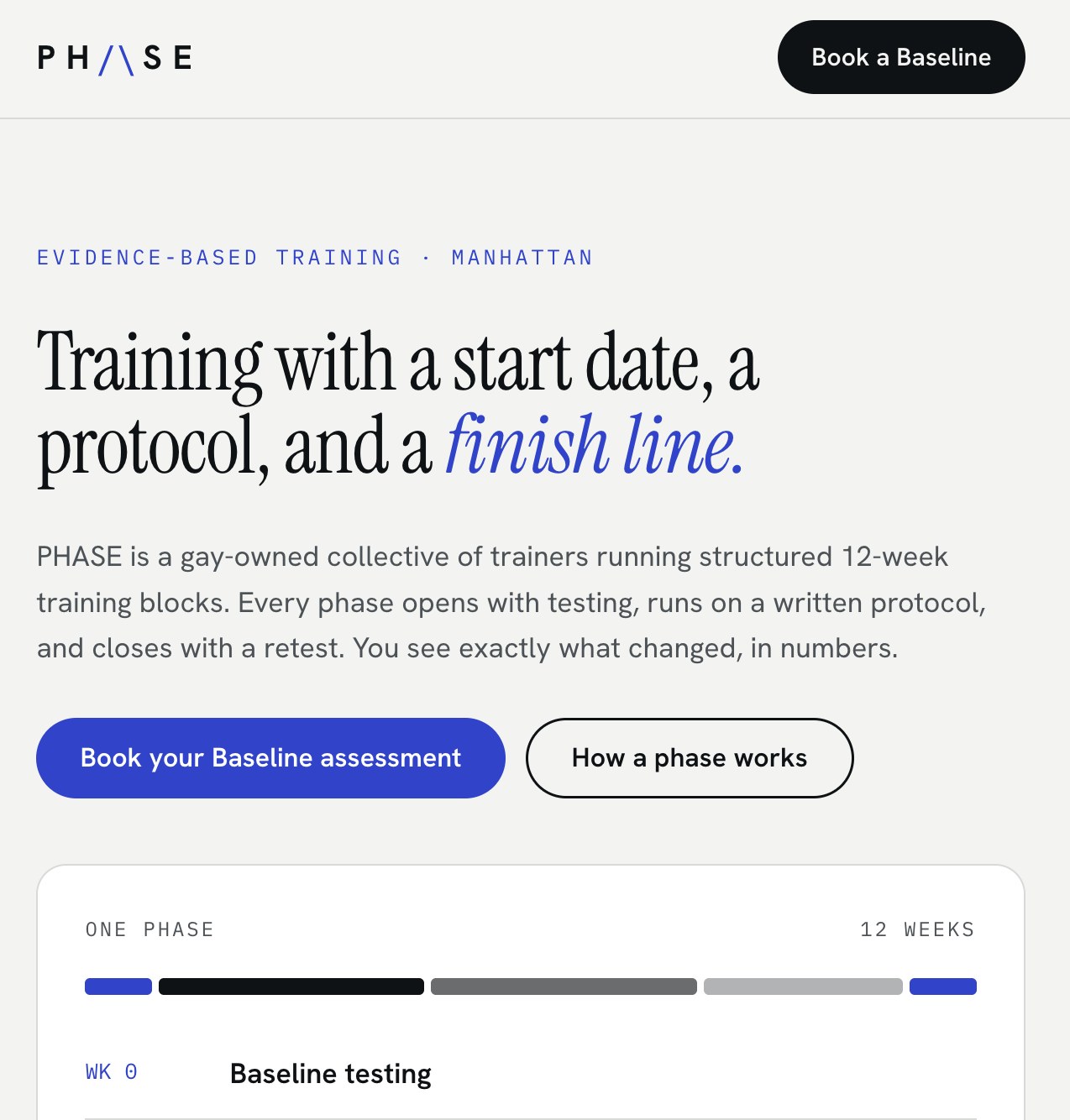 PHASE training website homepage